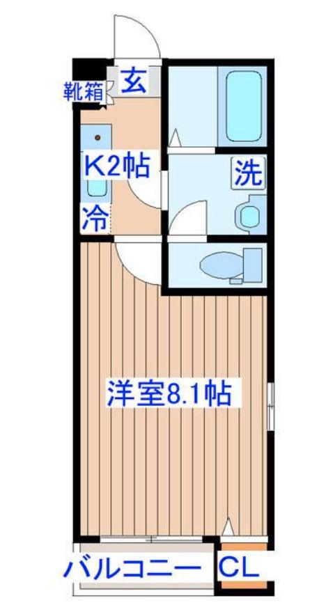 花雫とくつろぐカヌレ(1K/2階)の間取り写真