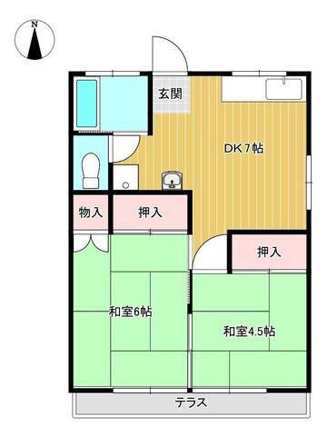 ゆたかビル(2DK/2階)の間取り写真