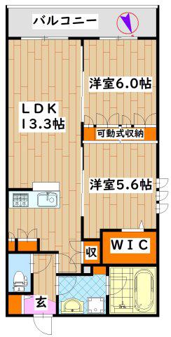 LA COUR MIYAKO イースト(2LDK/1階)の間取り写真