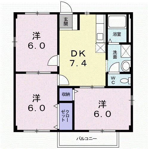 グリーンハイムK(3DK/2階)の間取り写真