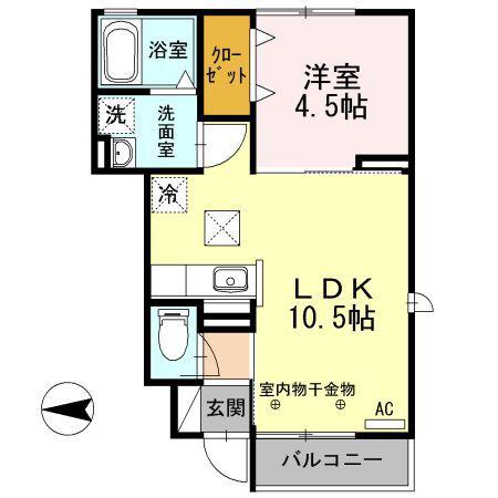 ルミエール瀬名(1LDK/2階)の間取り写真