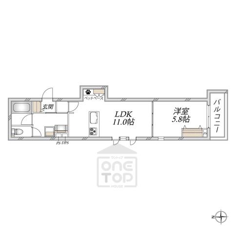 HEBEL MAISON大手町(1LDK/2階)の間取り写真