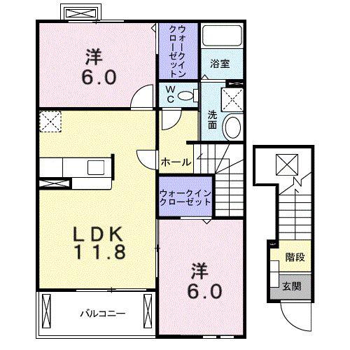 カレントYOU(2LDK/2階)の間取り写真