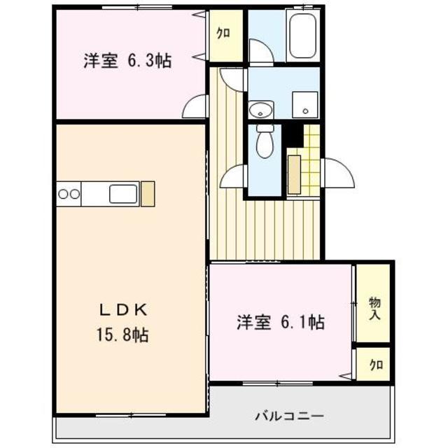 グローイングコート(2LDK/1階)の間取り写真