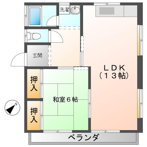 ウッディハウス三和V(1LDK/2階)の間取り写真