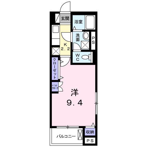 パレスアリオン市川(1K/4階)の間取り写真