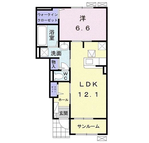ＪＲ信越本線 北高崎駅 徒歩35分 2階建 築7年(1LDK/1階)の間取り写真