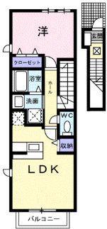 グランドゥールあおばC(1LDK/2階)の間取り写真