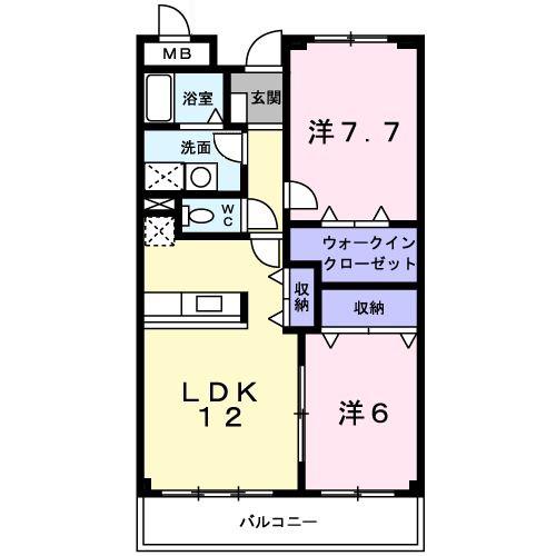 ベル プロムナード(2LDK/2階)の間取り写真
