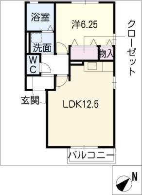エステートパレス(1LDK/2階)の間取り写真