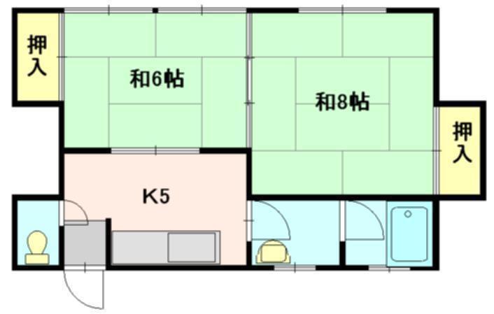 コーポラス斉藤(2K/2階)の間取り写真