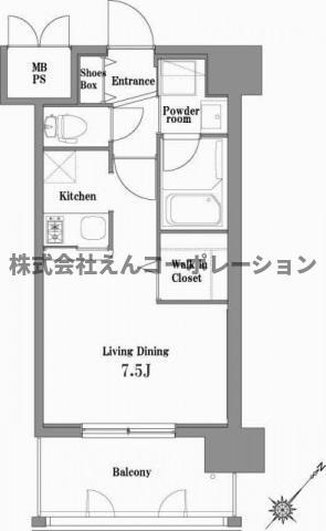エンクレスト天神STAGE(1K/3階)の間取り写真
