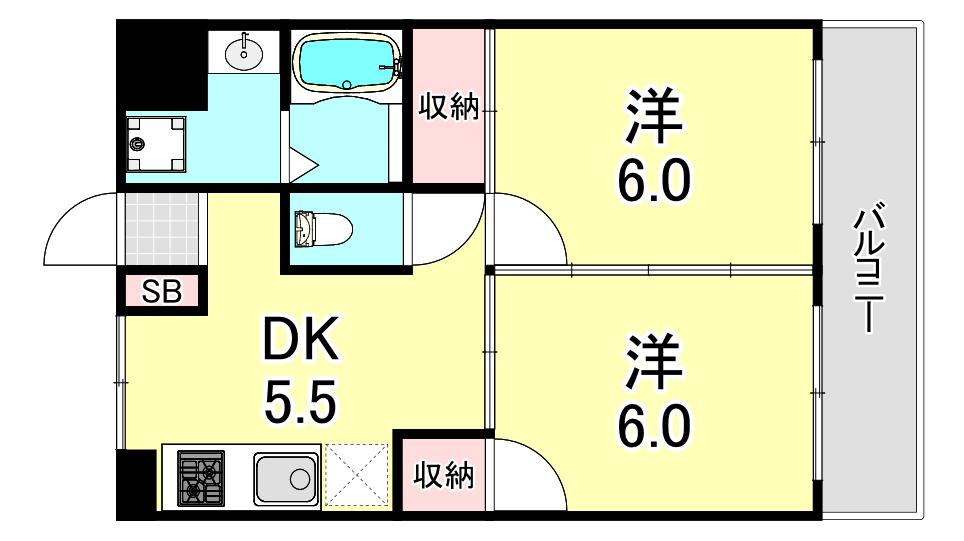 レジデンス香紀(2DK/3階)の間取り写真