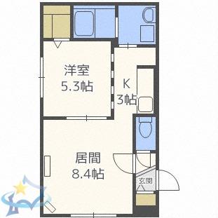 グランメール 西町南(1LDK/3階)の間取り写真