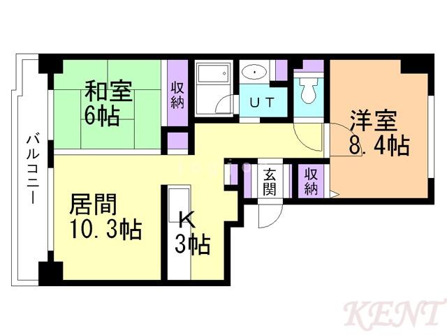 パシフィック近代美術館前(2LDK/6階)の間取り写真