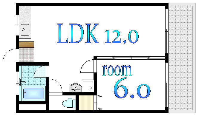 第一旭ビル(1LDK/2階)の間取り写真