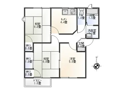 フレグランスガーデン(3K/2階)の間取り写真