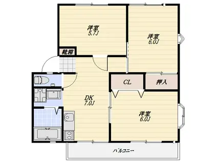 農住メゾンエイト(3DK/2階)の間取り写真