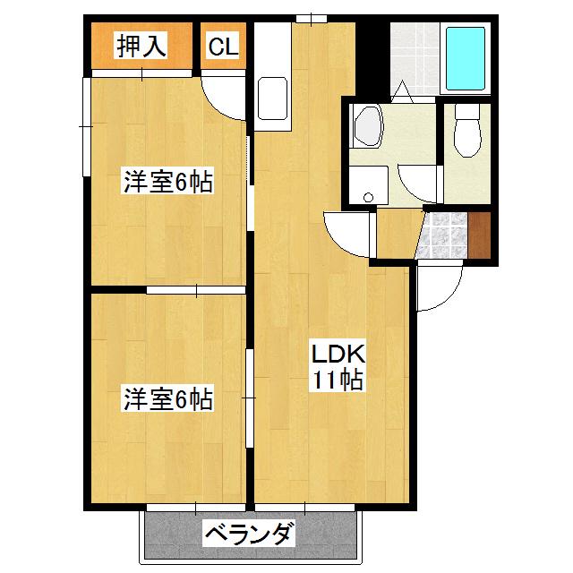 グリーンパストラル C棟(2LDK/1階)の間取り写真