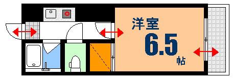 ジュネス九軒町(1K/2階)の間取り写真