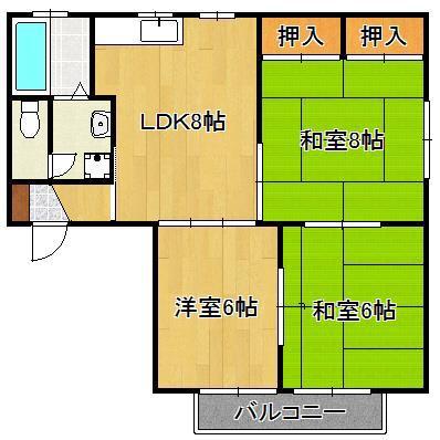 Lガーデン本城I(3DK/1階)の間取り写真