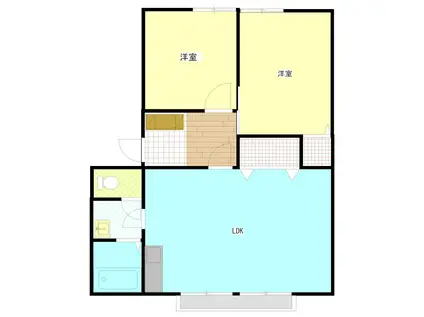 グリーンコートB(2LDK/2階)の間取り写真