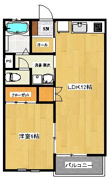 グランドハイツ昭和町(1LDK/1階)の間取り写真