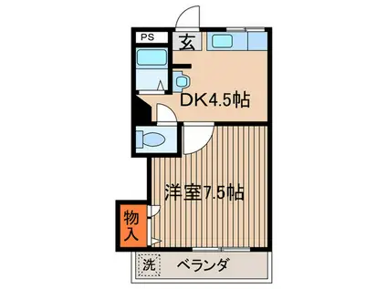 ハイツ武蔵台(1DK/1階)の間取り写真
