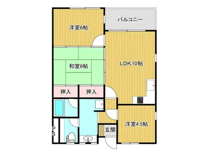 ＪＲ信越本線 越後石山駅 徒歩7分 2階建 築38年(3LDK/1階)の間取り写真