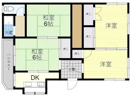 吉田アパート2階全(4K/2階)の間取り写真