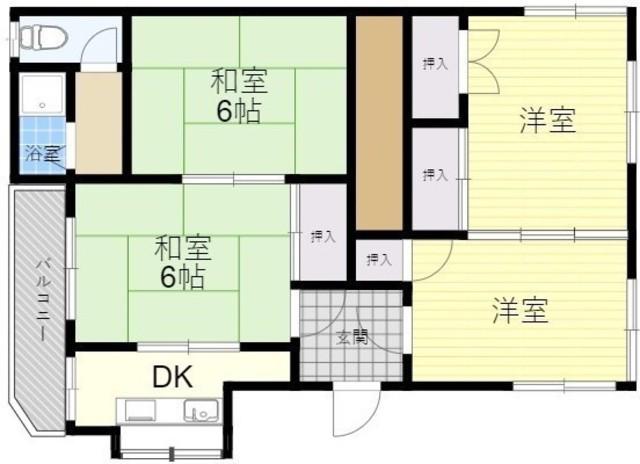 吉田アパート2階全(4K/2階)の間取り写真