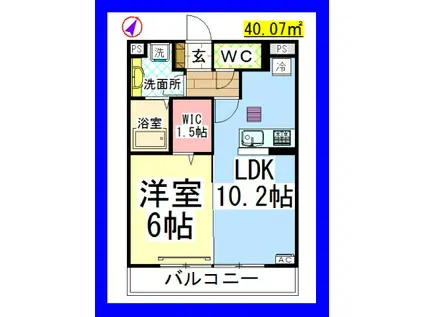 DL ヴィクトワール壱番館(1LDK/2階)の間取り写真