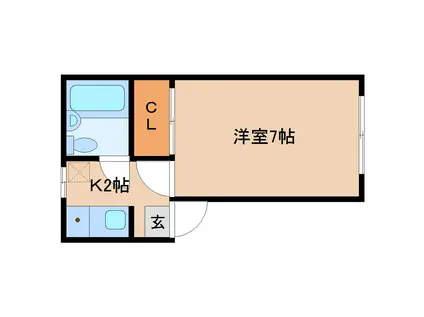 マンション廣岡(1K/2階)の間取り写真