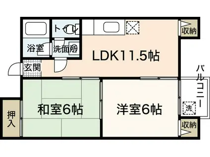 JSビル美鈴園(2LDK/4階)の間取り写真