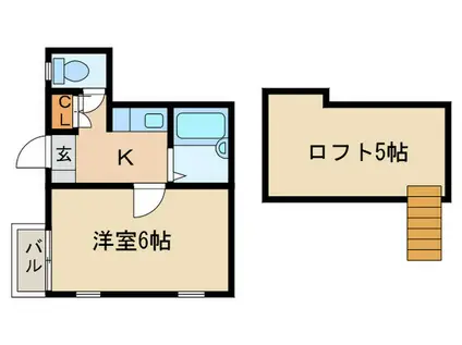 ノベル地行(1K/2階)の間取り写真