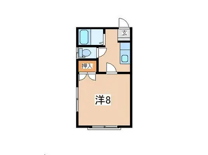 メゾンリバーサイド(1K/2階)の間取り写真