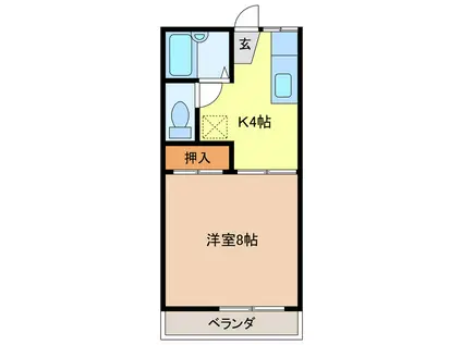 丸山ハイツA・B(1K/2階)の間取り写真