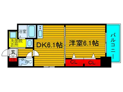 KDXレジデンス難波南(1DK/10階)の間取り写真