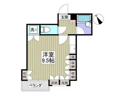 竹林マンションI(ワンルーム/2階)の間取り写真