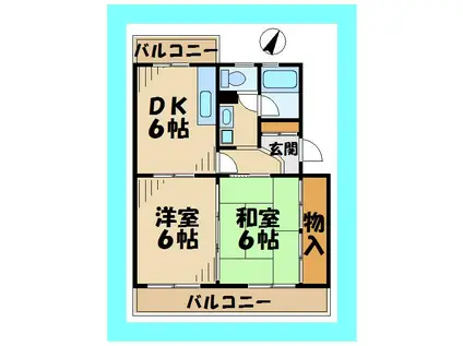 ピクシー野村(2DK/3階)の間取り写真