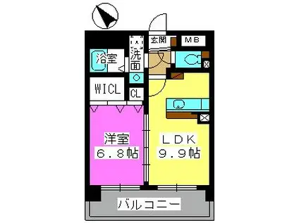 ドミール箱崎MIII(1LDK/2階)の間取り写真