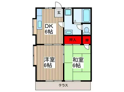 栄荘(2DK/1階)の間取り写真