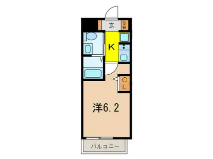 エステムプラザ神戸三宮ルクシア(1K/15階)の間取り写真