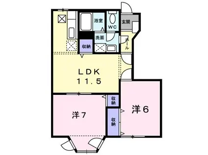 ロジュマン弐番館(2LDK/1階)の間取り写真