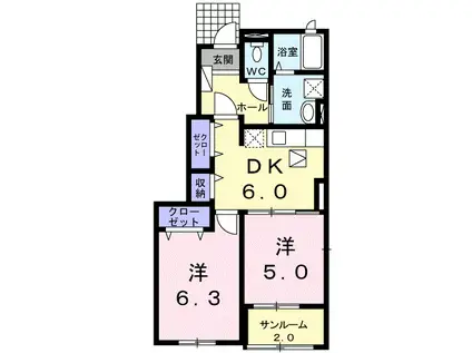 ピュアファミーユA(2DK/1階)の間取り写真