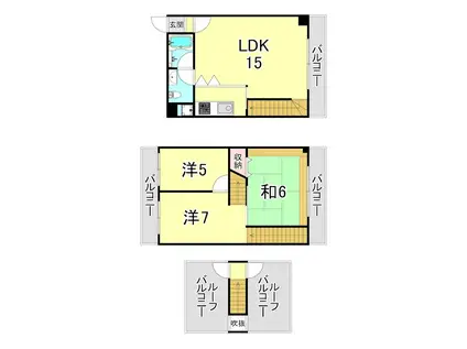 ツインコート甲子園(3LDK/2階)の間取り写真