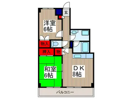 セレブラール戸田(1SDK/2階)の間取り写真