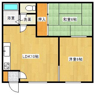 アカシヤハイツ(2LDK/2階)の間取り写真