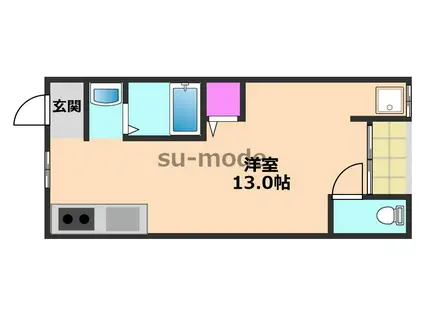 テンマハイツ(ワンルーム/2階)の間取り写真