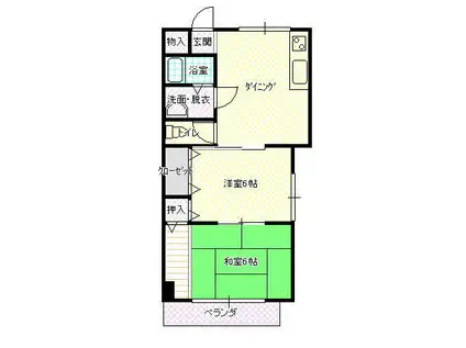 ホープヒルサガラ(2DK/3階)の間取り写真